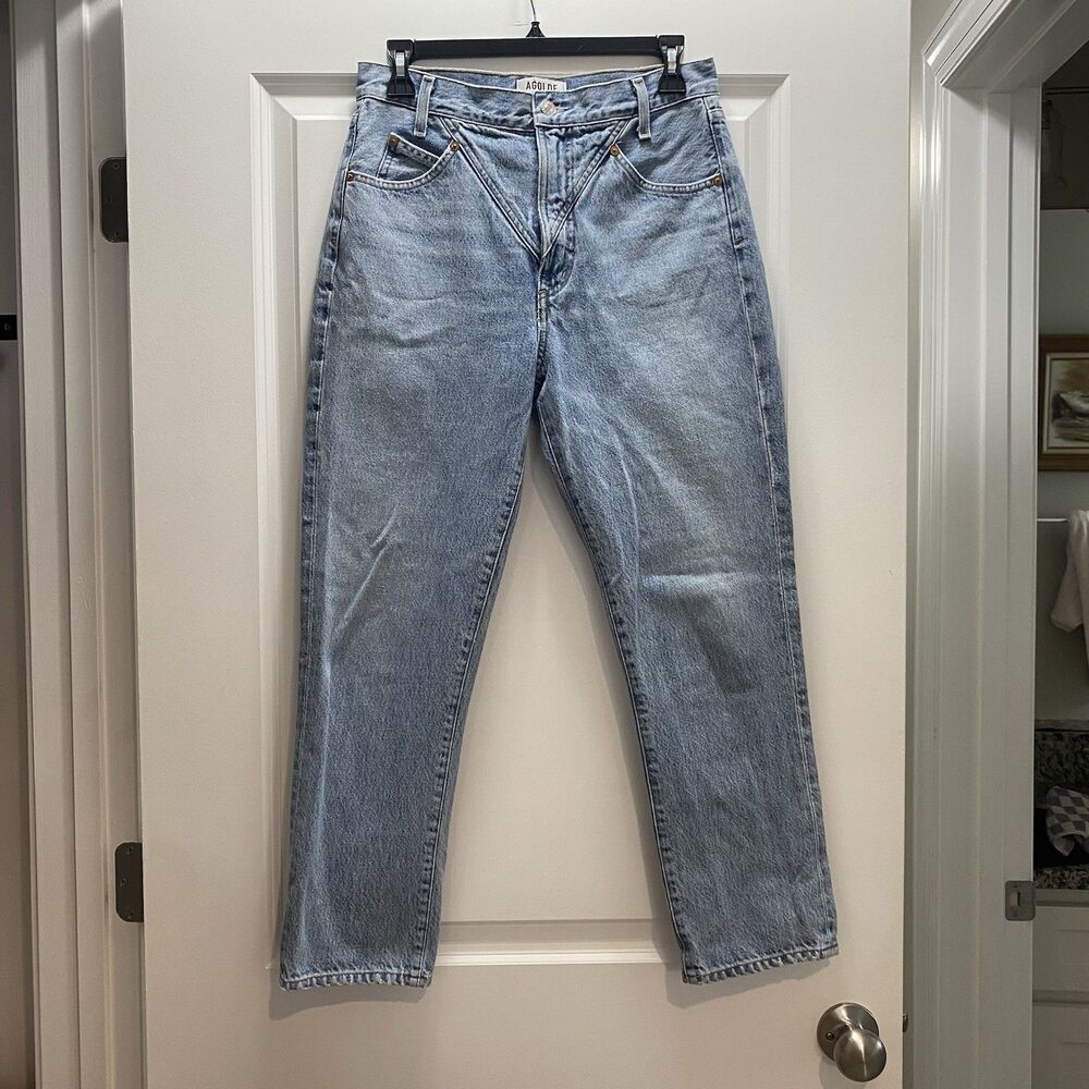Agolde Women’s Size 27 High Rise Jeans Blue Medium Wash Denim Stretch V Seam